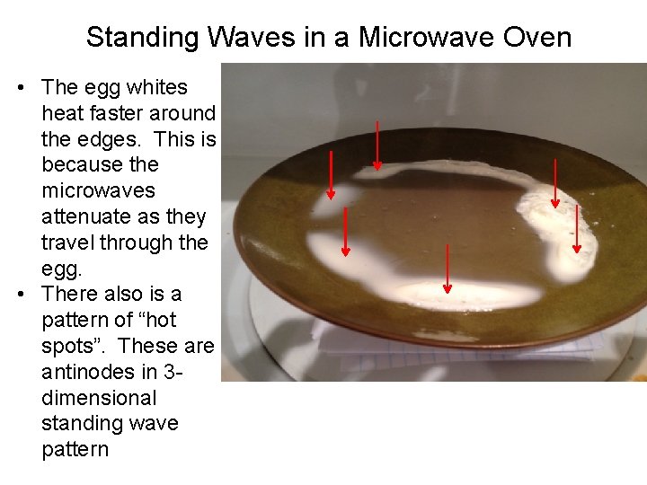 Standing Waves in a Microwave Oven • The egg whites heat faster around the