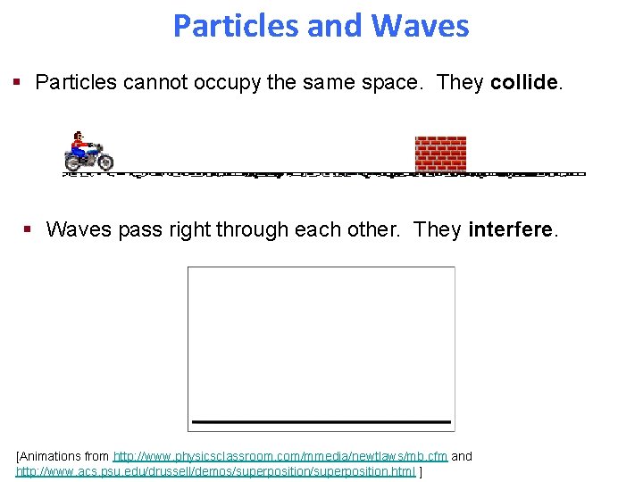 Waves in Two and Three Dimensions Particles and Waves § Particles cannot occupy the