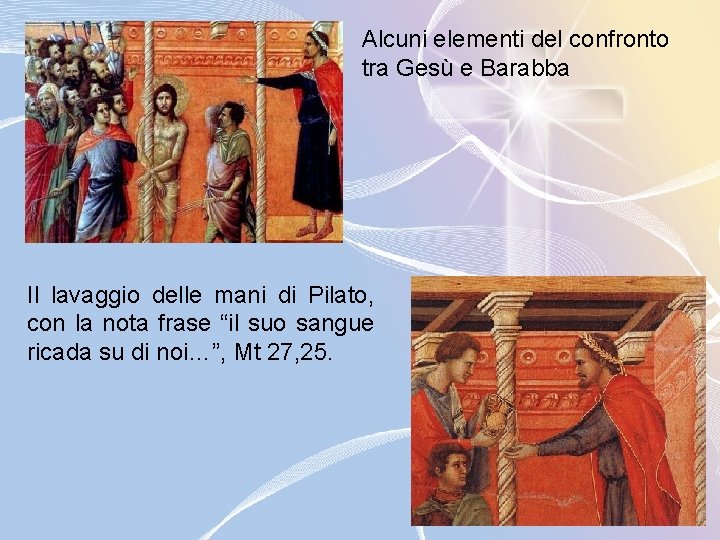 Alcuni elementi del confronto tra Gesù e Barabba Il lavaggio delle mani di Pilato,