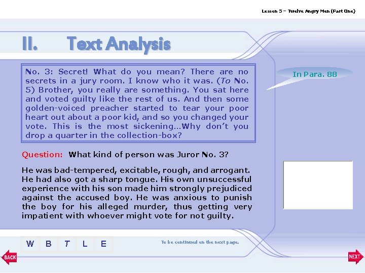 Lesson 5 – Twelve Angry Men (Part One) II. Text Analysis No. 3: Secret!