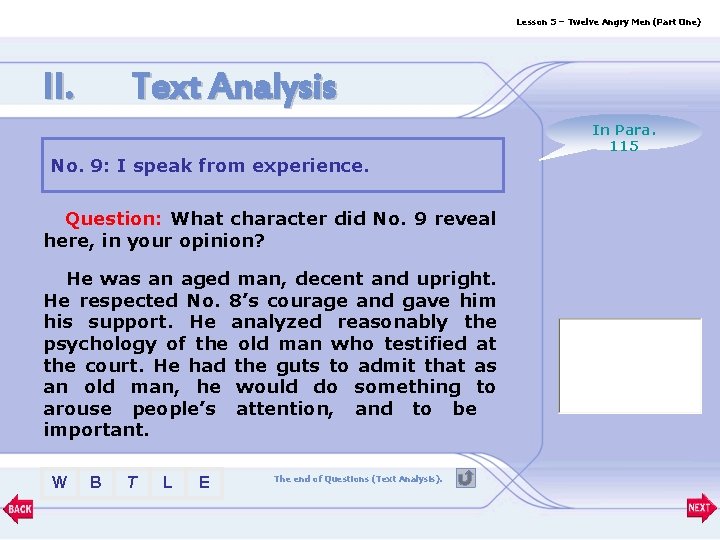 Lesson 5 – Twelve Angry Men (Part One) II. Text Analysis In Para. 115