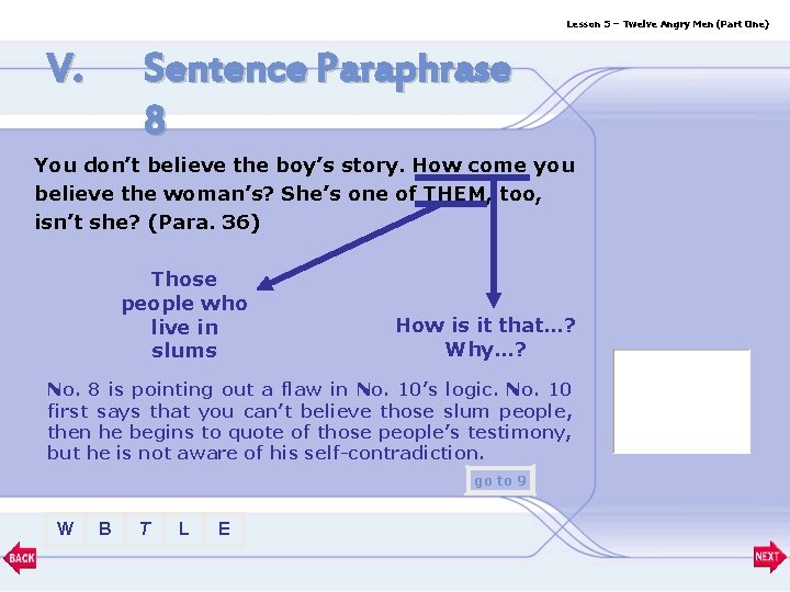 Lesson 5 – Twelve Angry Men (Part One) V. Sentence Paraphrase 8 You don’t