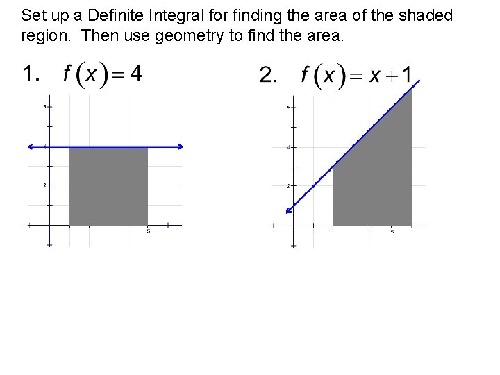 Set up a Definite Integral for finding the area of the shaded region. Then Set up a Definite Integral for finding the area of the shaded region. Then