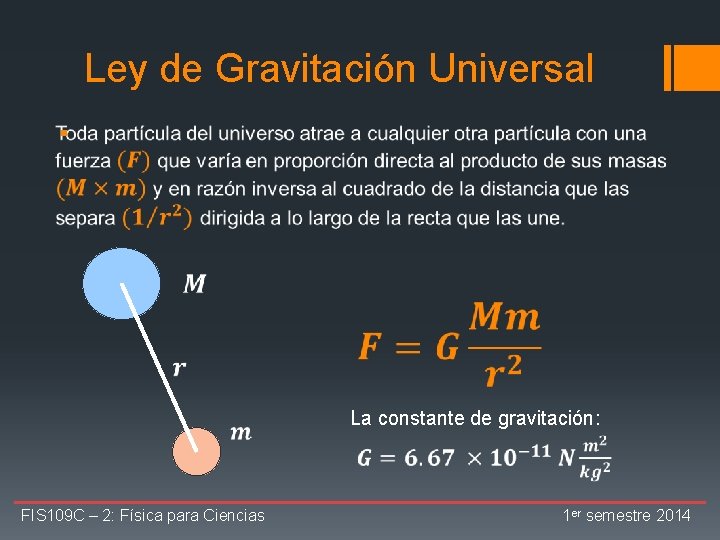 Ley de Gravitación Universal § La constante de gravitación: FIS 109 C – 2: