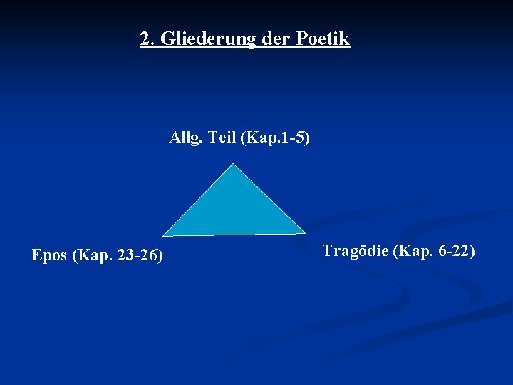 2. Gliederung der Poetik Allg. Teil (Kap. 1 -5) Epos (Kap. 23 -26) Tragödie 2. Gliederung der Poetik Allg. Teil (Kap. 1 -5) Epos (Kap. 23 -26) Tragödie