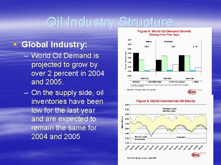 Oil Industry Structure § Global Industry: – World Oil Demand is projected to grow