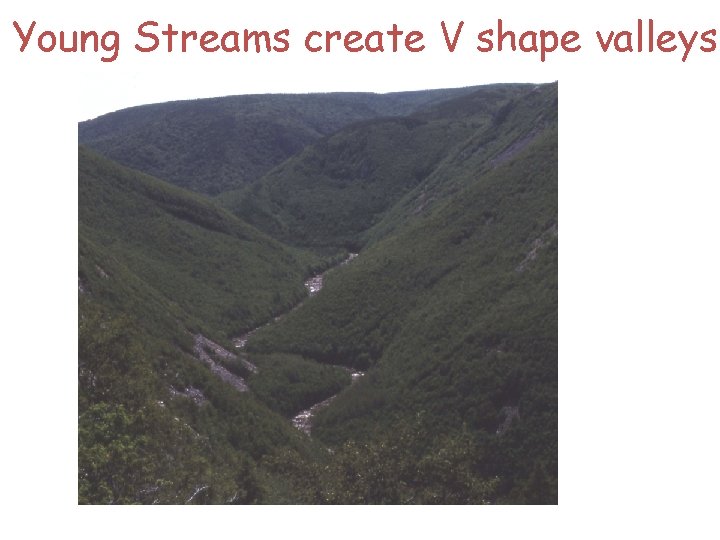 Young Streams create V shape valleys 