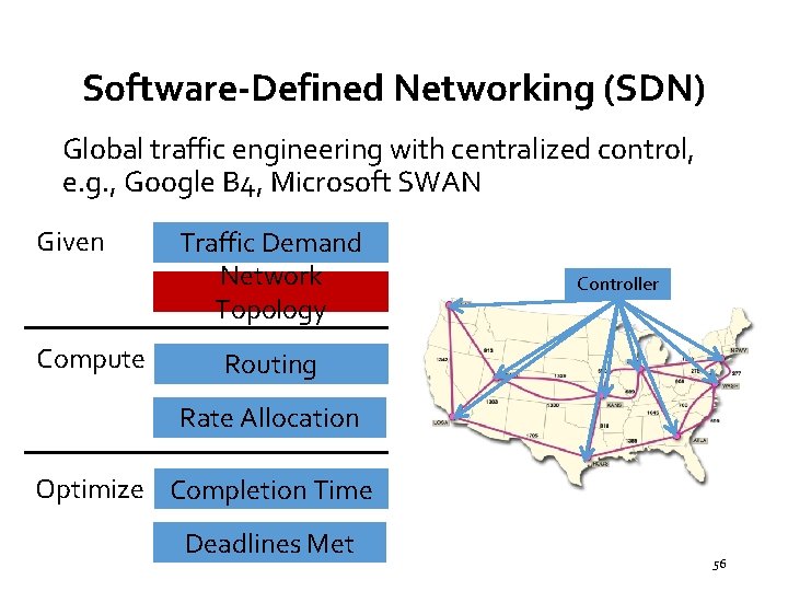 Software-Defined Networking (SDN) Global traffic engineering with centralized control, e. g. , Google B