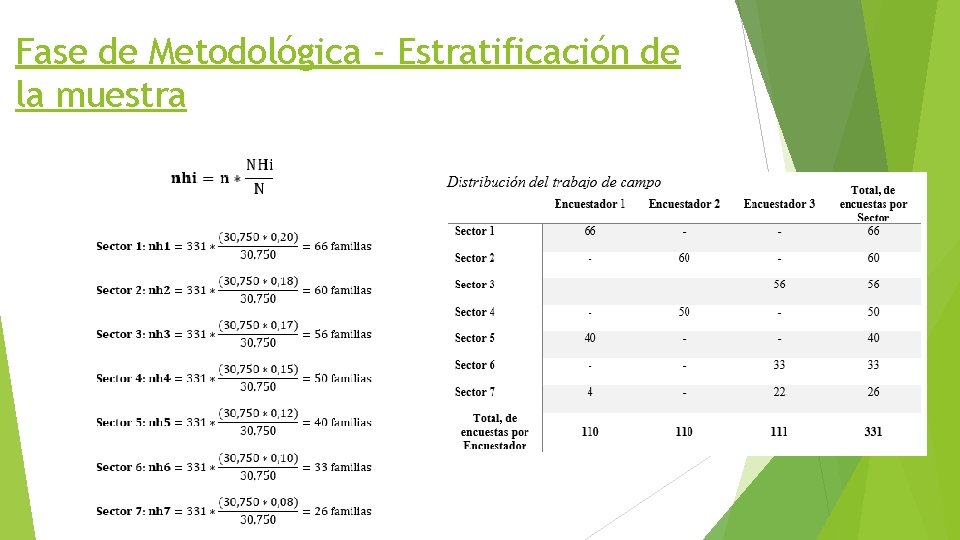 Fase de Metodológica - Estratificación de la muestra 