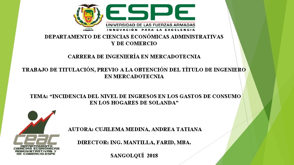 DEPARTAMENTO DE CIENCIAS ECONÓMICAS ADMINISTRATIVAS Y DE COMERCIO CARRERA DE INGENIERÍA EN MERCADOTECNIA TRABAJO