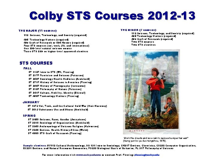 Colby STS Courses 2012 -13 THE MAJOR (11 courses) 112 Science, Technology, and Society Colby STS Courses 2012 -13 THE MAJOR (11 courses) 112 Science, Technology, and Society