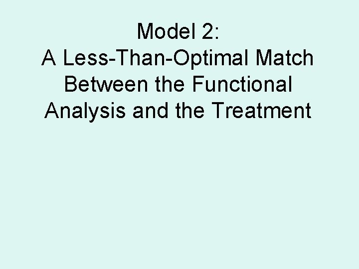 Model 2: A Less-Than-Optimal Match Between the Functional Analysis and the Treatment 