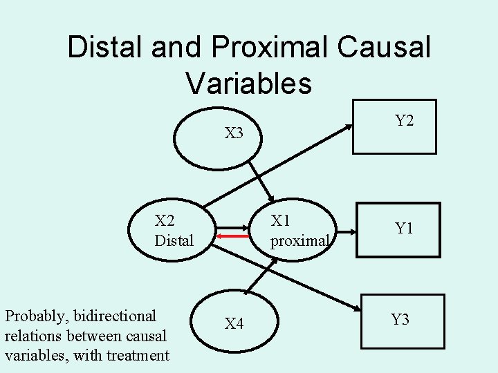 Distal and Proximal Causal Variables Y 2 X 3 X 2 Distal Probably, bidirectional