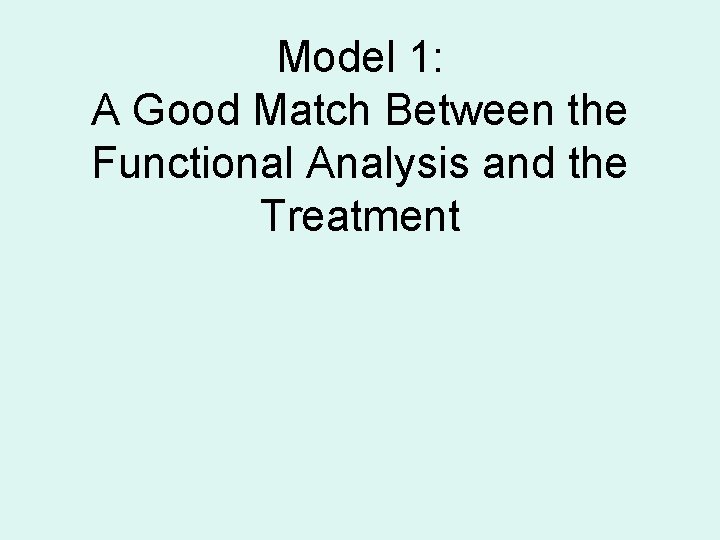 Model 1: A Good Match Between the Functional Analysis and the Treatment 