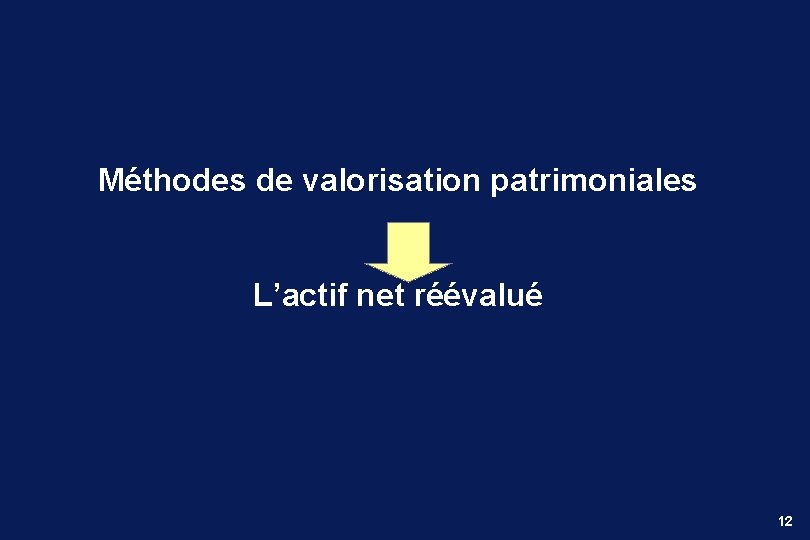 Méthodes de valorisation patrimoniales L’actif net réévalué 12 