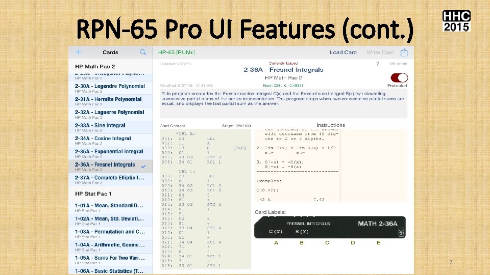 RPN-65 Pro UI Features (cont. ) 7 