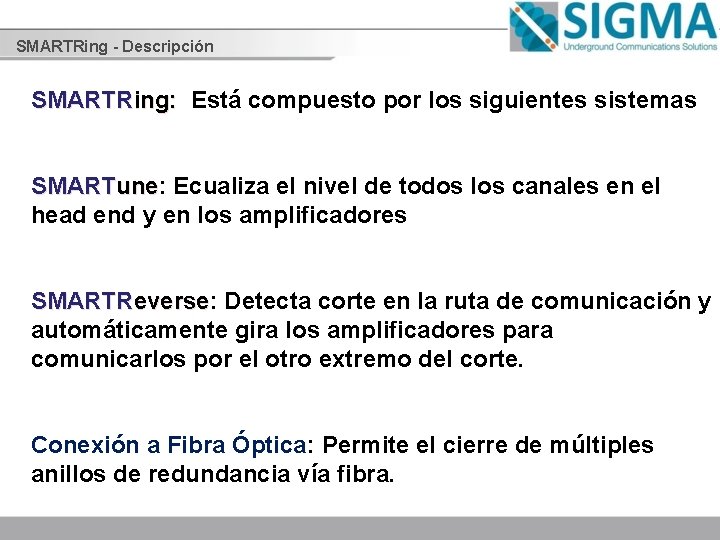 SMARTRing - Descripción SMARTRing: Está compuesto por los siguientes sistemas SMARTune: une Ecualiza el