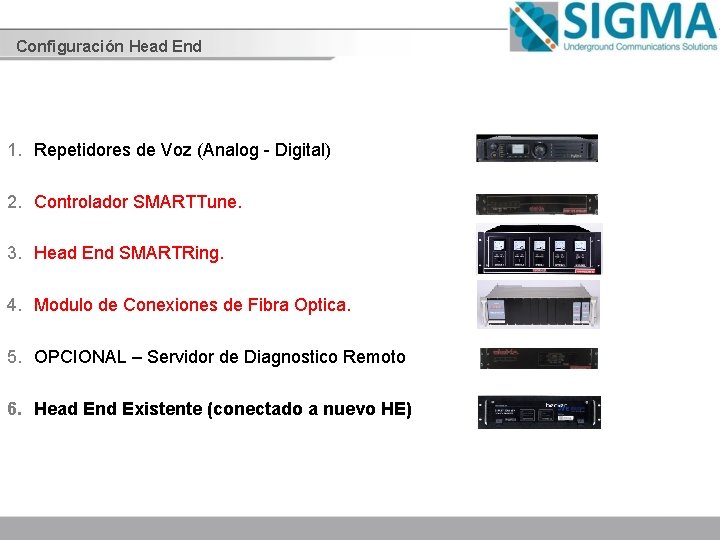 Configuración Head End 1. Repetidores de Voz (Analog - Digital) 2. Controlador SMARTTune. 3.