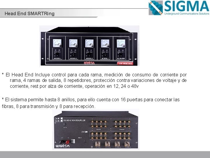 Head End SMARTRing * El Head End Incluye control para cada rama, medición de