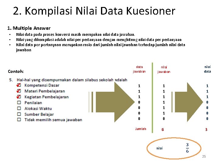 2. Kompilasi Nilai Data Kuesioner 1. Multiple Answer • • • Nilai data pada 2. Kompilasi Nilai Data Kuesioner 1. Multiple Answer • • • Nilai data pada