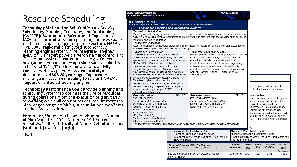 Resource Scheduling Technology State of the Art: Continuous Activity Scheduling, Planning, Execution, and Replanning