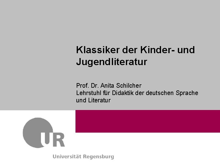 Dr. Max Mustermann Referat Kommunikation & Marketing Verwaltung Klassiker der Kinder- und Jugendliteratur Prof.