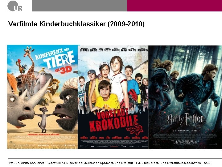 Verfilmte Kinderbuchklassiker (2009 -2010) Prof. Dr. Anita Schilcher · Lehrstuhl für Didaktik der deutschen