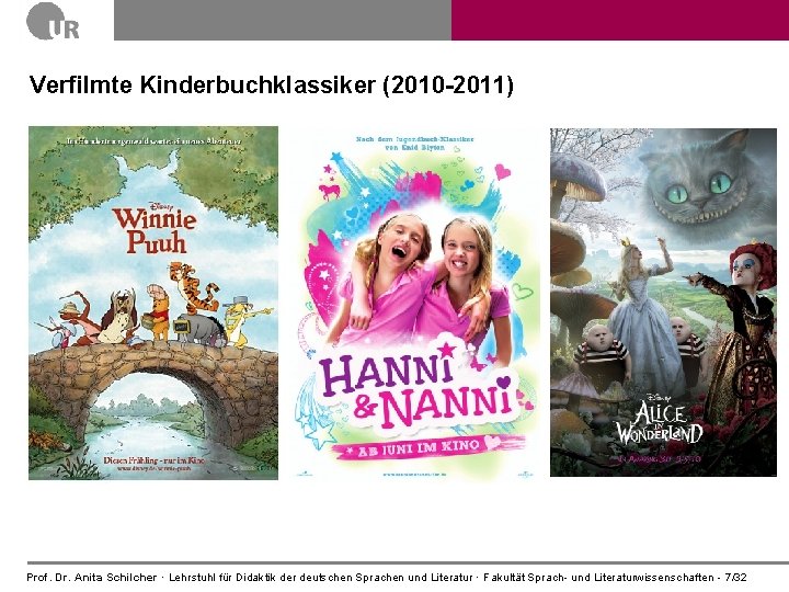 Verfilmte Kinderbuchklassiker (2010 -2011) Prof. Dr. Anita Schilcher · Lehrstuhl für Didaktik der deutschen