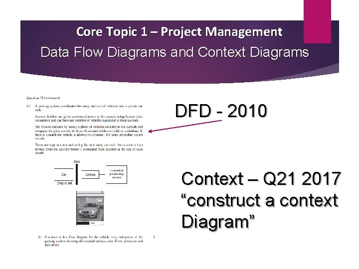 Core Topic 1 – Project Management Data Flow Diagrams and Context Diagrams DFD -