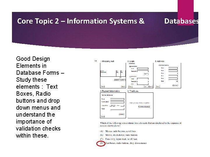 Core Topic 2 – Information Systems & Good Design Elements in Database Forms –