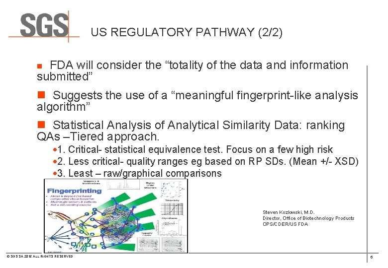 US REGULATORY PATHWAY (2/2) n FDA will consider the “totality of the data and