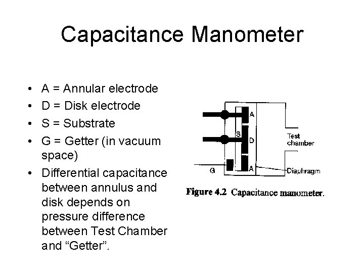 Capacitance Manometer • • A = Annular electrode D = Disk electrode S =