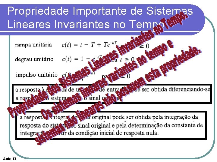Propriedade Importante de Sistemas Lineares Invariantes no Tempo Aula 13 