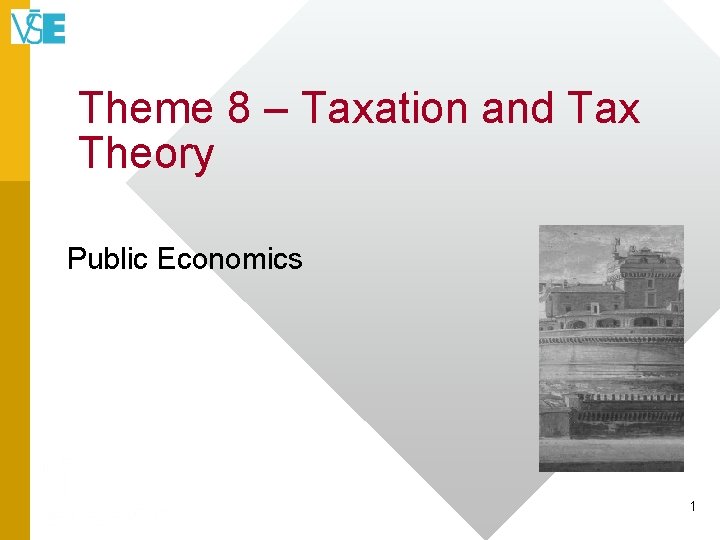 Theme 8 – Taxation and Tax Theory Public Economics 1 