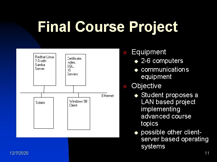 Final Course Project n Equipment u u n Objective u u 12/7/2020 2 -6