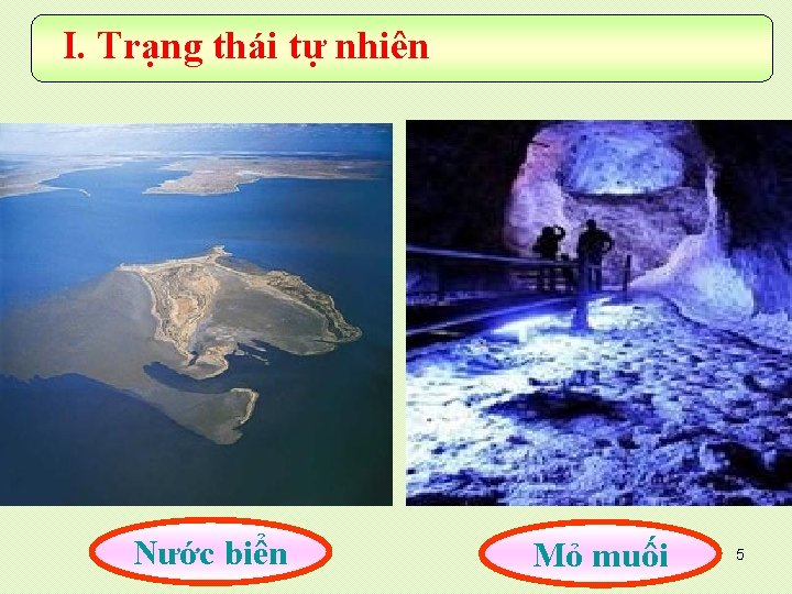 I. Trạng thái tự nhiên Nước biển Mỏ muối 5 