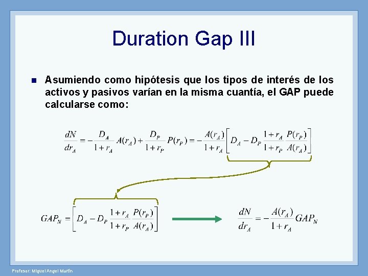 Duration Gap III n Asumiendo como hipótesis que los tipos de interés de los