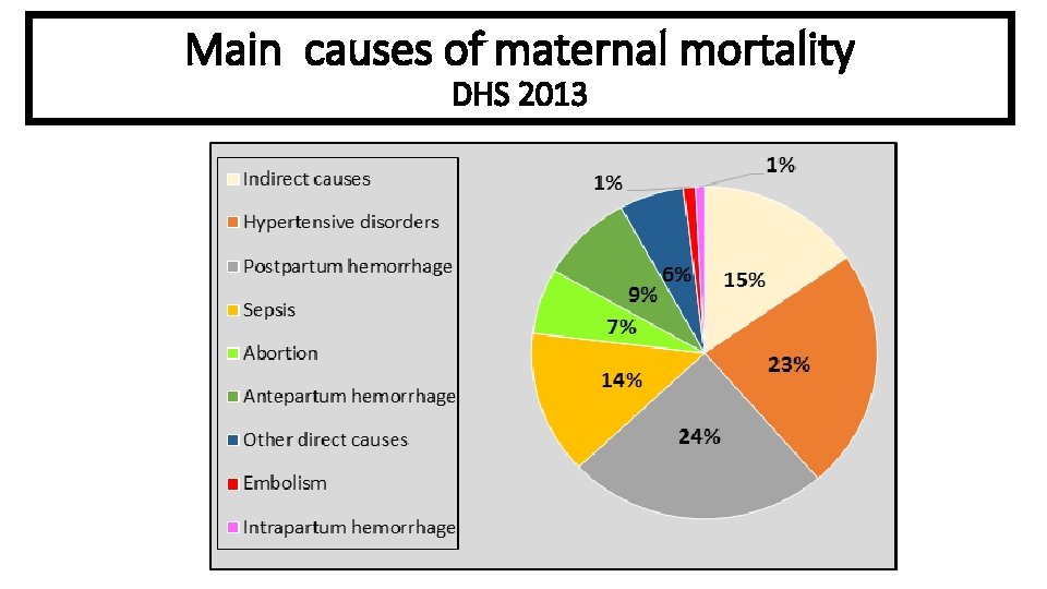 Main causes of maternal mortality DHS 2013 