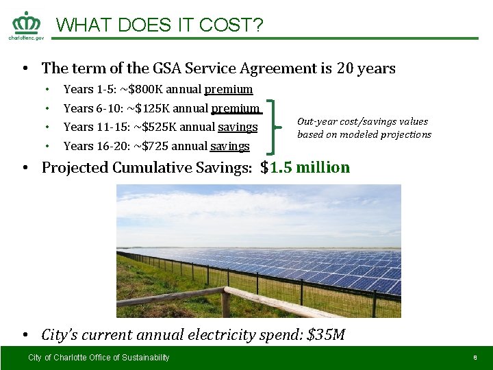 WHAT DOES IT COST? • The term of the GSA Service Agreement is 20