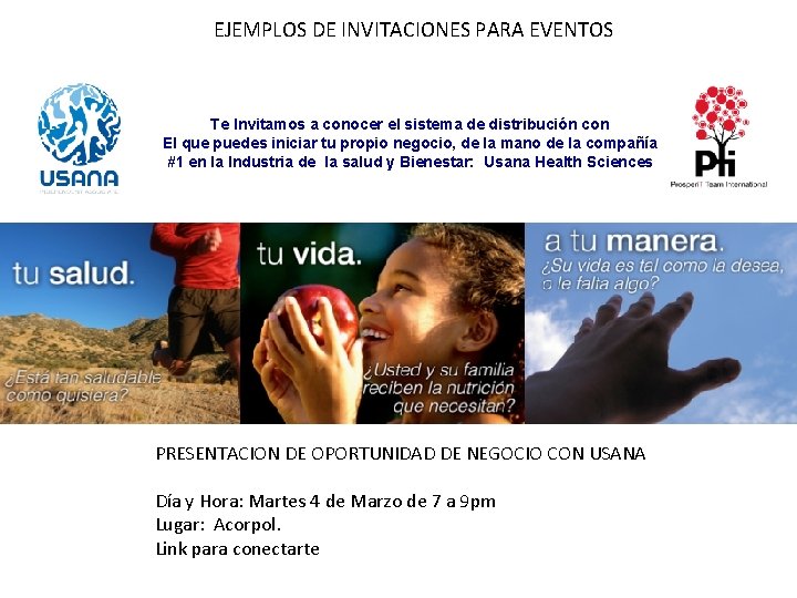 EJEMPLOS DE INVITACIONES PARA EVENTOS Te Invitamos a conocer el sistema de distribución con