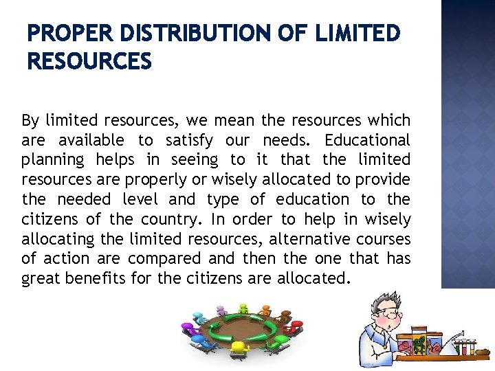 PROPER DISTRIBUTION OF LIMITED RESOURCES By limited resources, we mean the resources which are