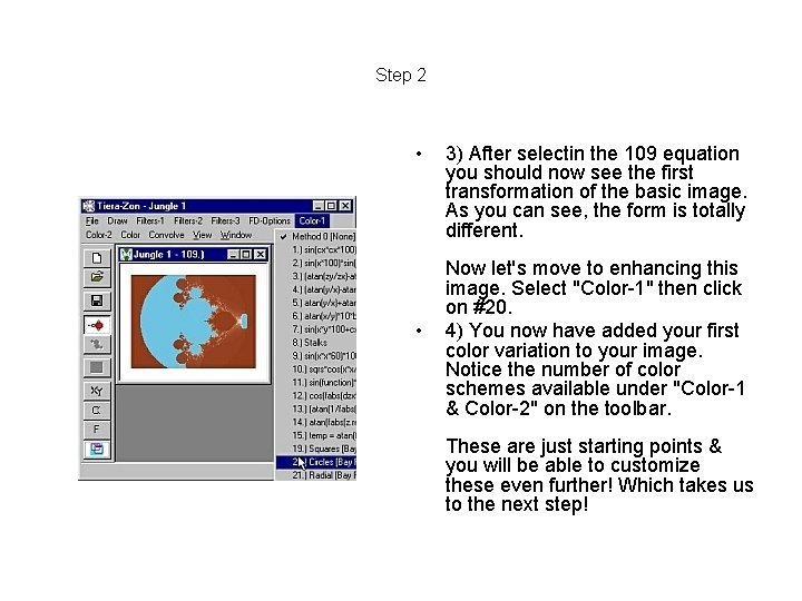 Step 2 • • 3) After selectin the 109 equation you should now see