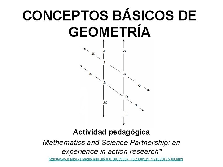 CONCEPTOS BÁSICOS DE GEOMETRÍA Actividad pedagógica Mathematics and Science Partnership: an experience in action