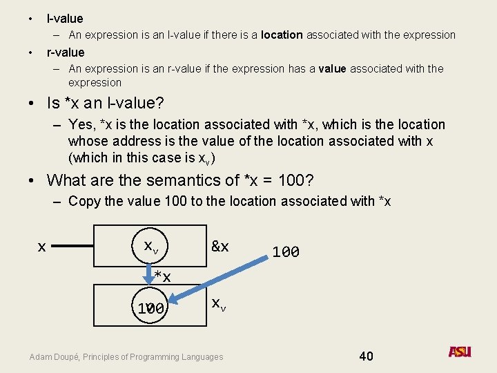  • l-value – An expression is an l-value if there is a location