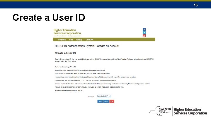 15 Create a User ID 