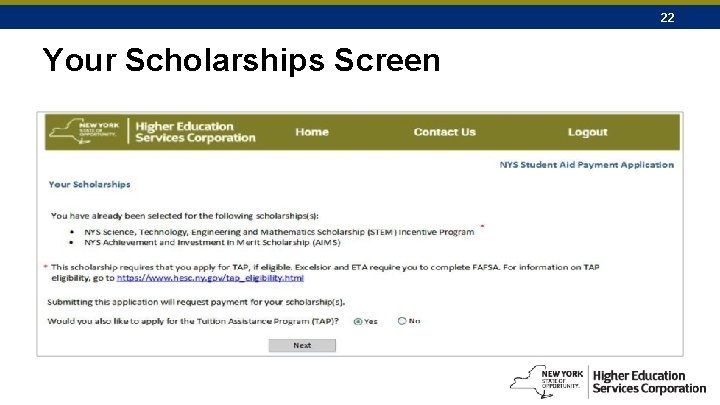 22 Your Scholarships Screen 