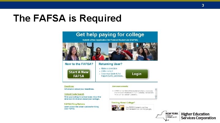 3 The FAFSA is Required 