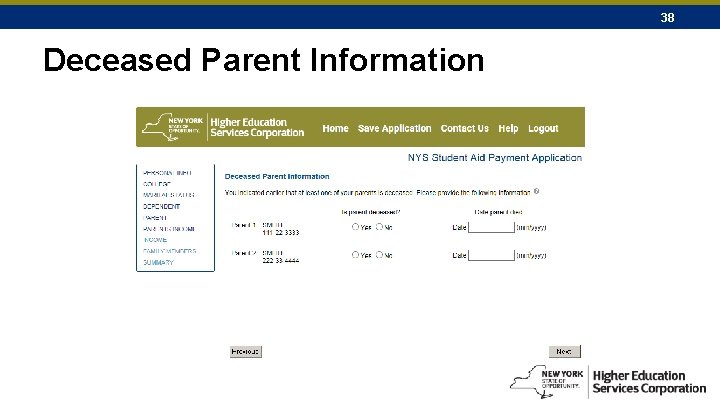 38 Deceased Parent Information 