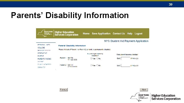 39 Parents’ Disability Information 