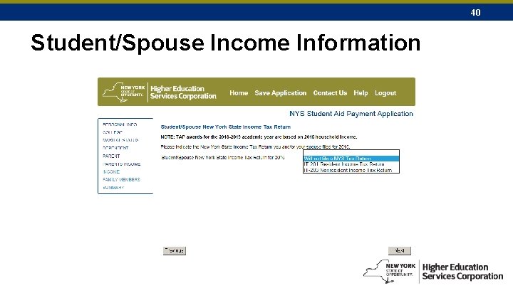 40 Student/Spouse Income Information 